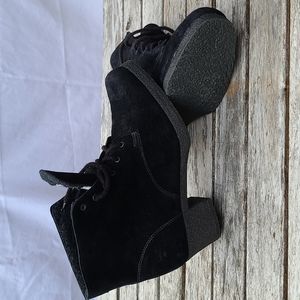 COPY - La Canadienne ladies black suede lace up ankle boots